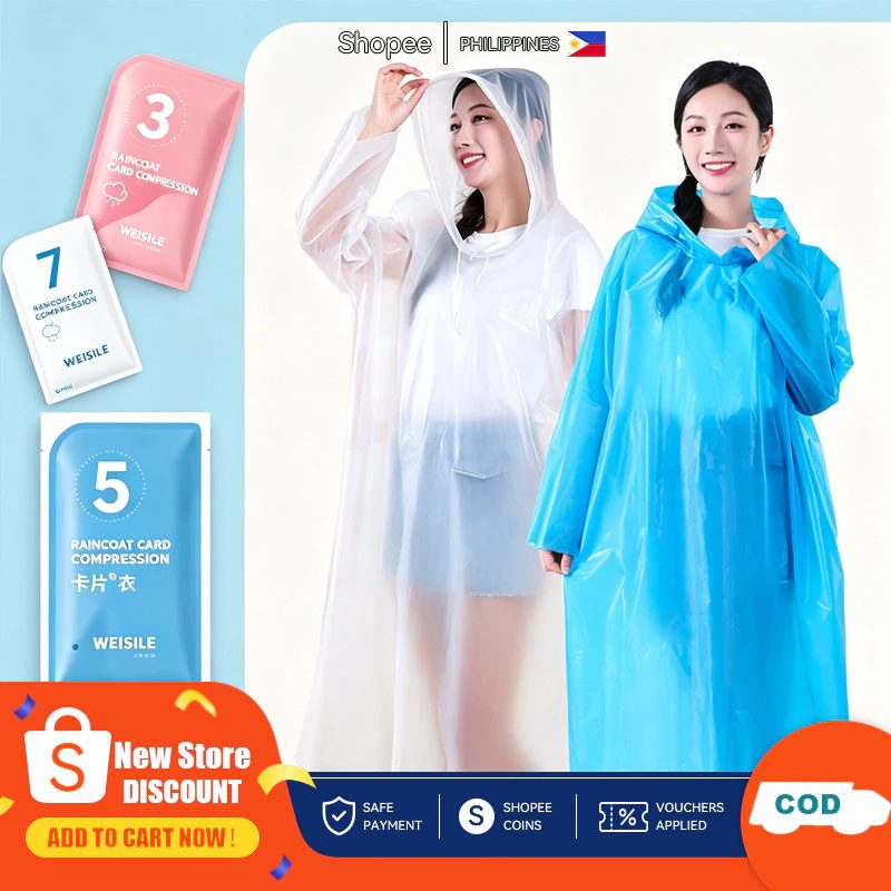 Portable disposable card raincoat poncho