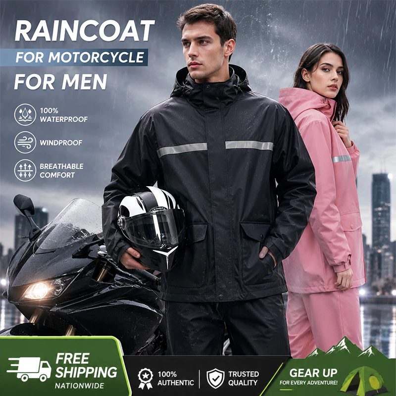 Waterproof motorcycle raincoat suit for men and women